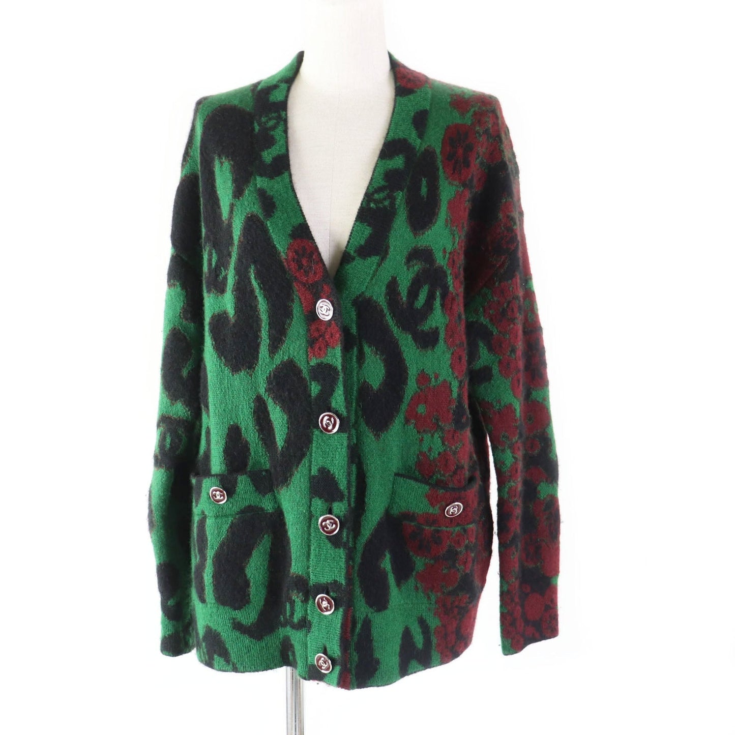Chanel Cashmere Mohair Cardigan COCO Mark Button Apparel
