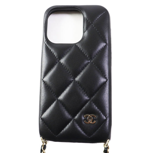 Chanel Matrasse iPhone 14 Pro Case Black Bag