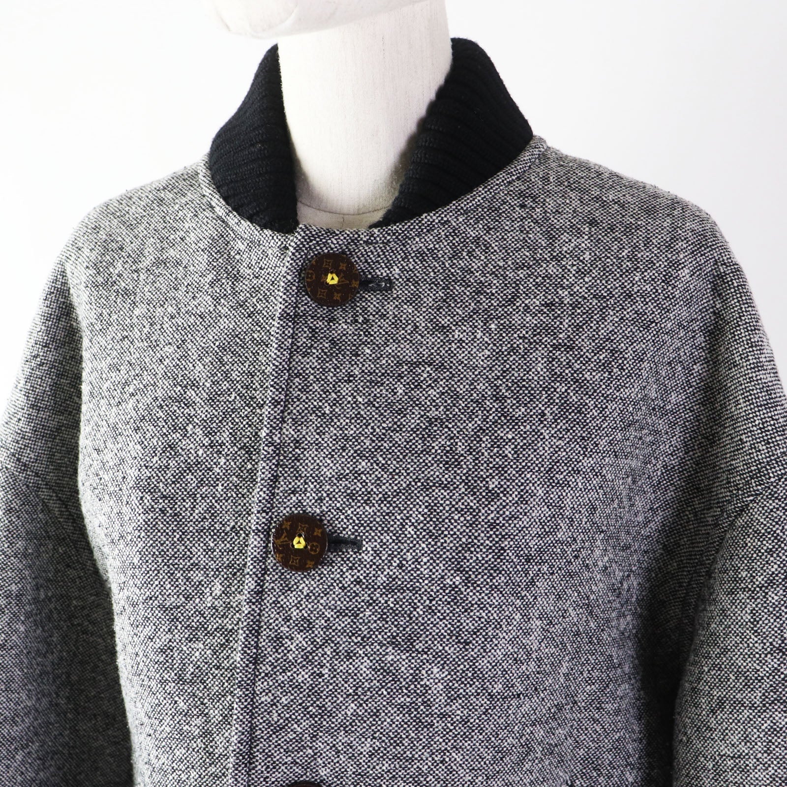 Louis Vuitton Blouson 1ACIVZ tweed varsity jacket Wool Black White Apparel