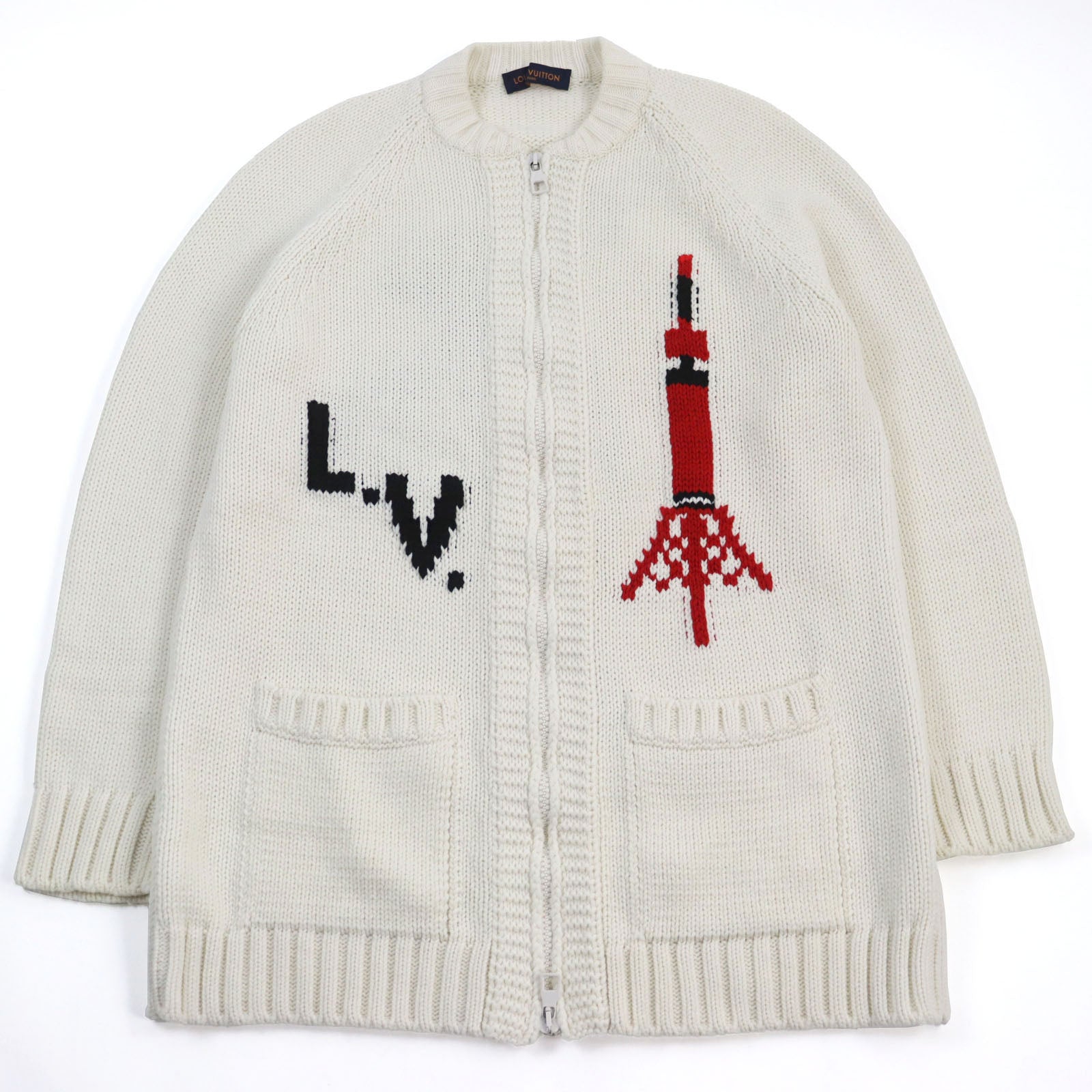 Louis Vuitton cardigan HHN15W knit long cardigan Wool White Apparel