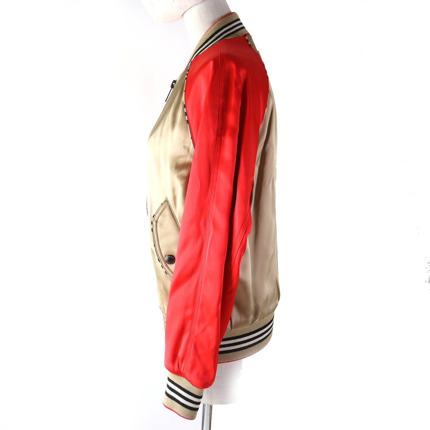 Burberry Blouson Rayon Type Handbag Beige Red Travel Bag