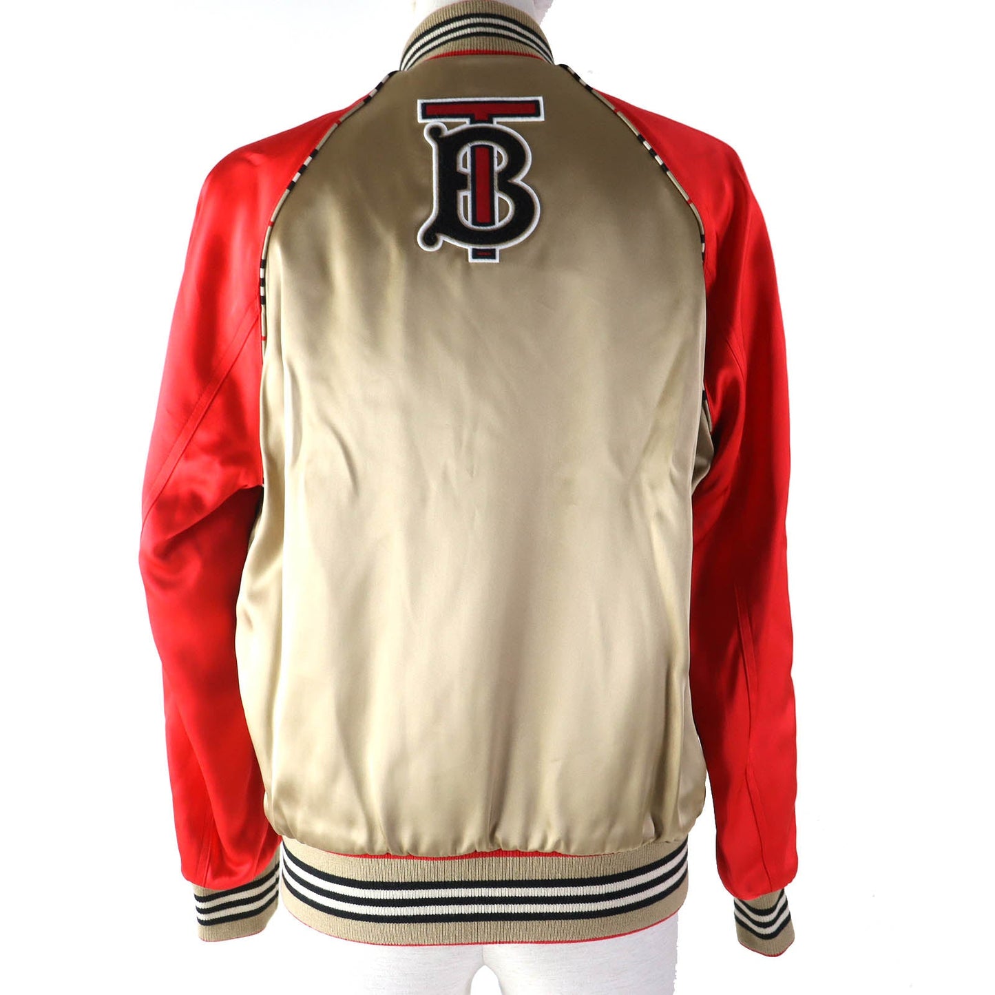 Burberry Blouson Rayon Type Handbag Beige Red Travel Bag