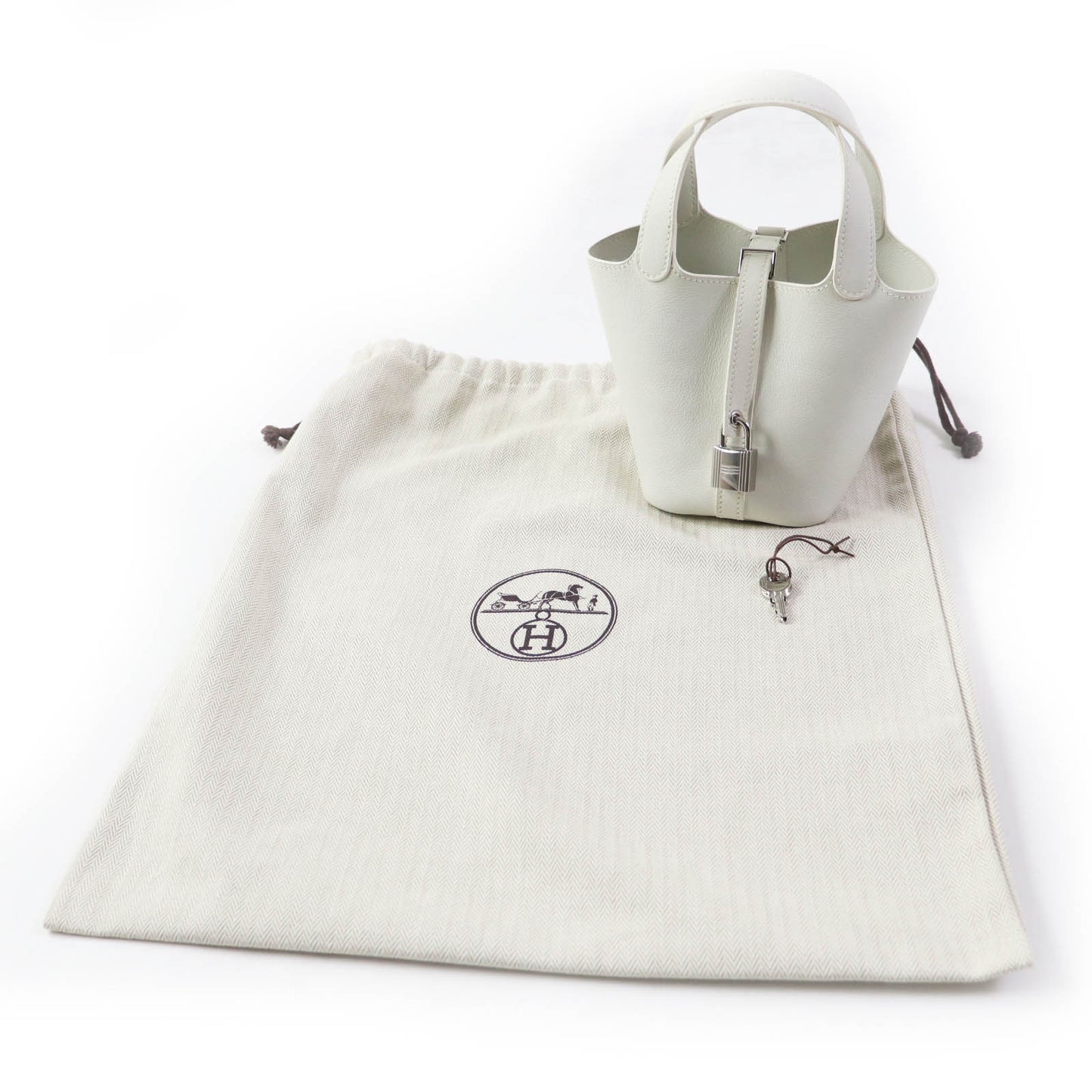 Hermes Handbag Swift Palladium Picotanlock Women Metal White Micro Travel Bag