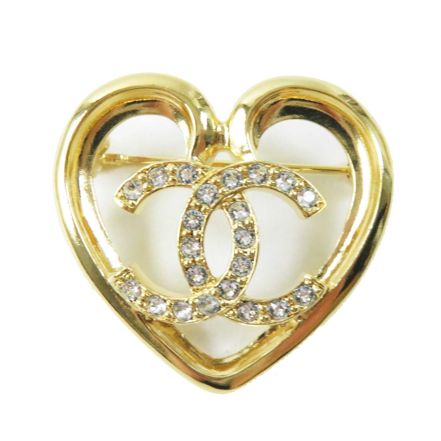 Chanel Brooch F23C Plated Rhinestone COCO Mark Gold Handbag
