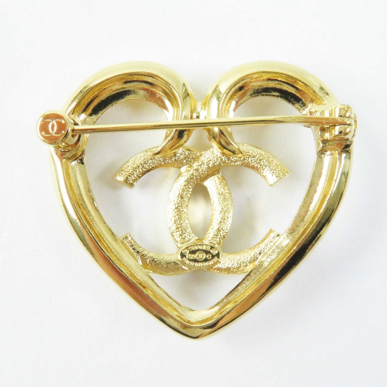 Chanel Brooch F23C Plated Rhinestone COCO Mark Gold Handbag