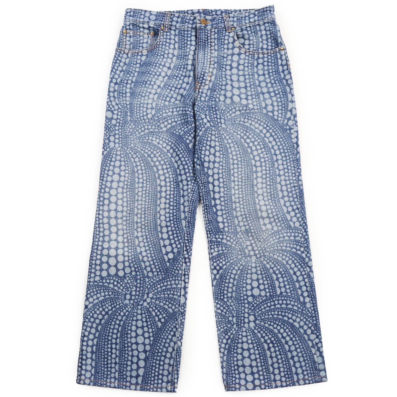 Louis Vuitton Part Indigo All Over Pumpkin Leather Denim Cotton Blue Apparel