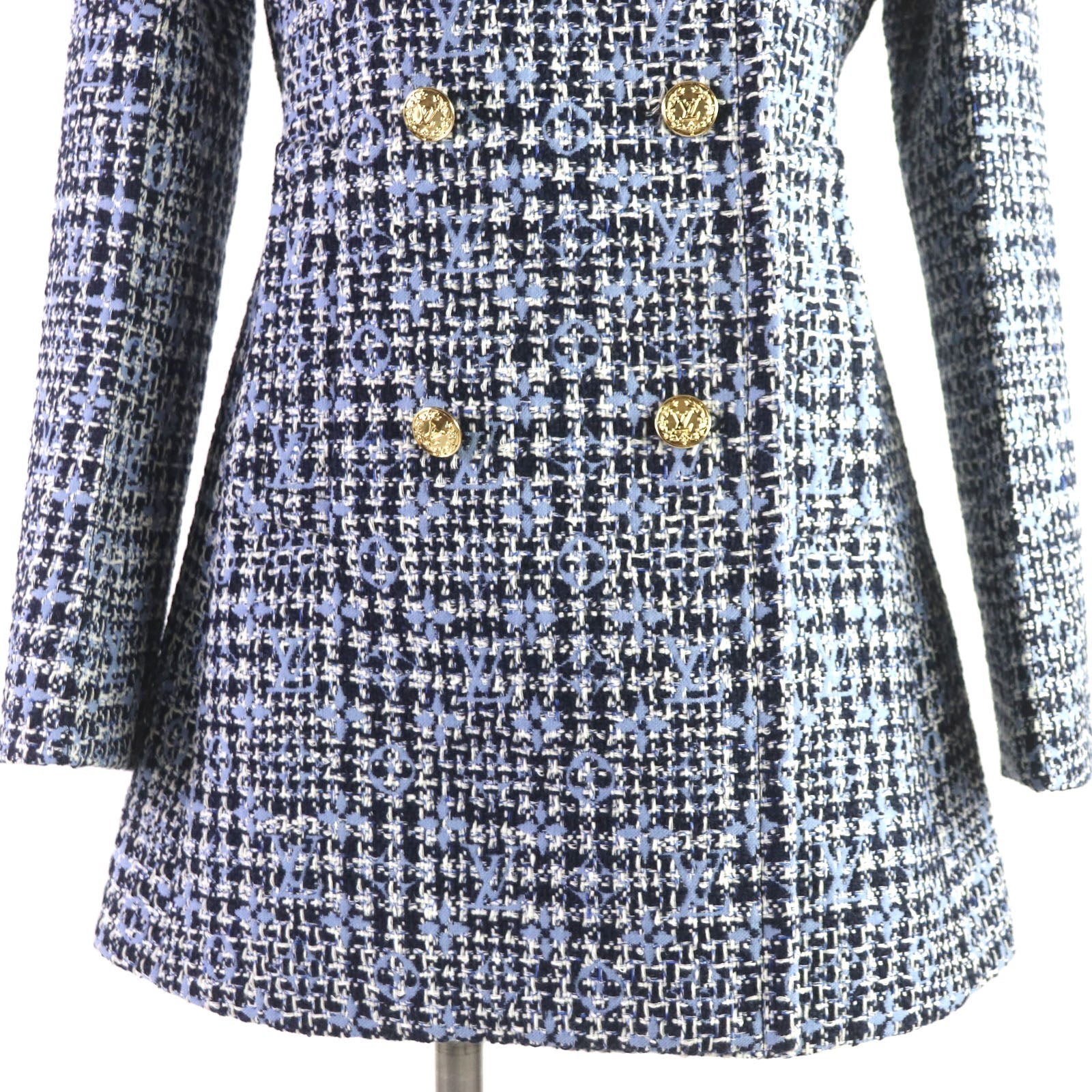 Louis Vuitton pea coat 23 mohair 10 Wool Cotton Blue Navy Apparel