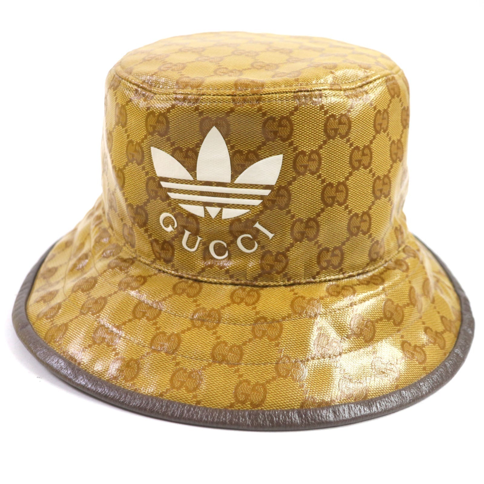 Gucci Part Inner 55 45 rayon Leather Nylon Cotton Brown Hat