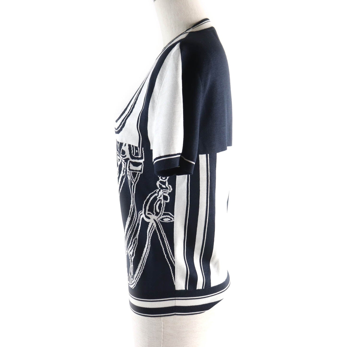 Short Sleeve Knit Silk Navy Chaos Women White Travel Bag