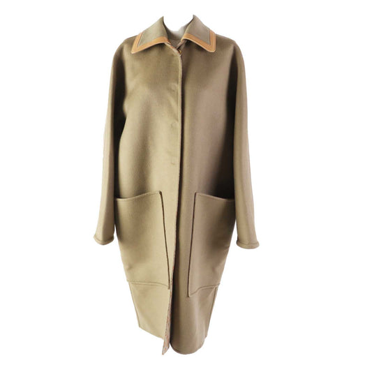 Louis Vuitton coat 1ABQP2 Part Lamb Removable Leather Wool Beige Apparel
