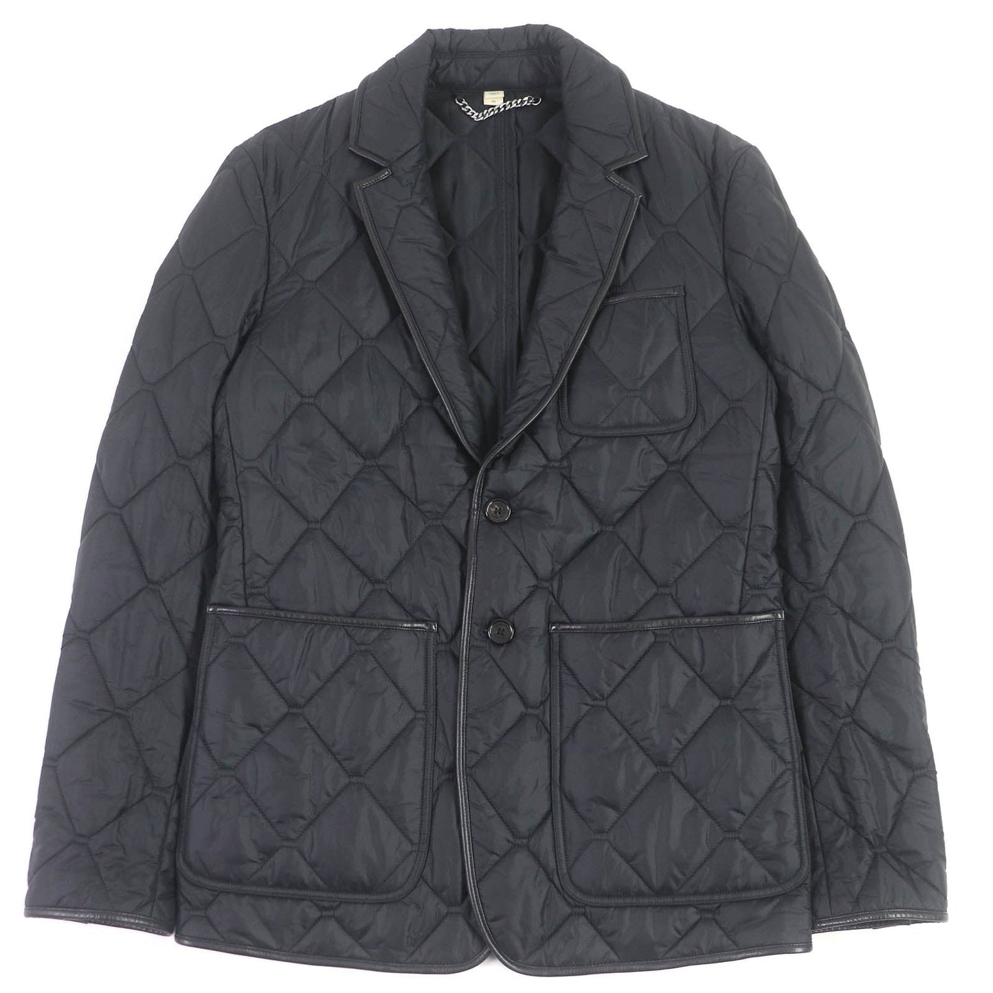 Burberry London Blouson Outer Lining Acetate Lining Rayon Filling Leather Nylon Black Travel Bag