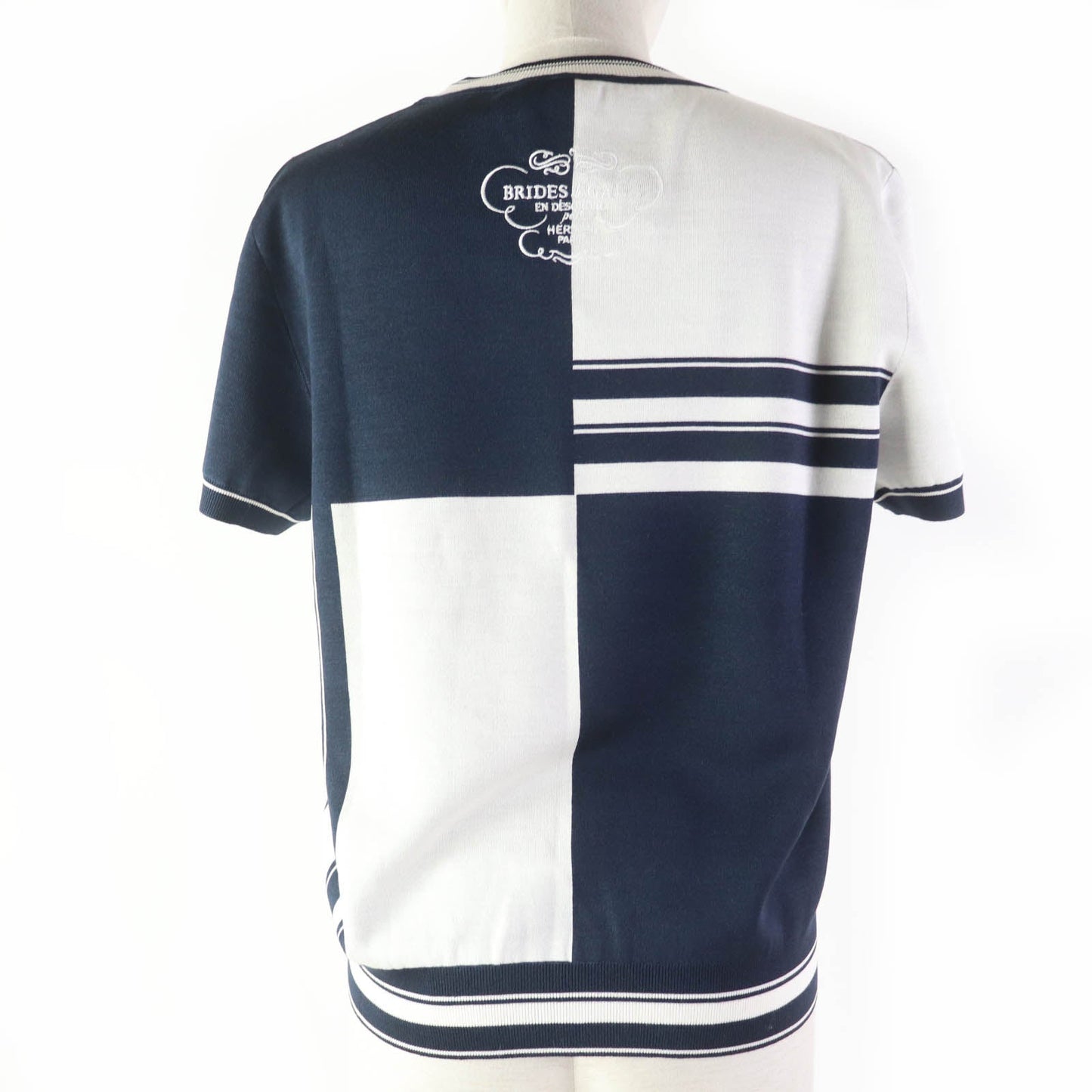 Short Sleeve Knit Silk Navy Knit Jacquard White Travel Bag
