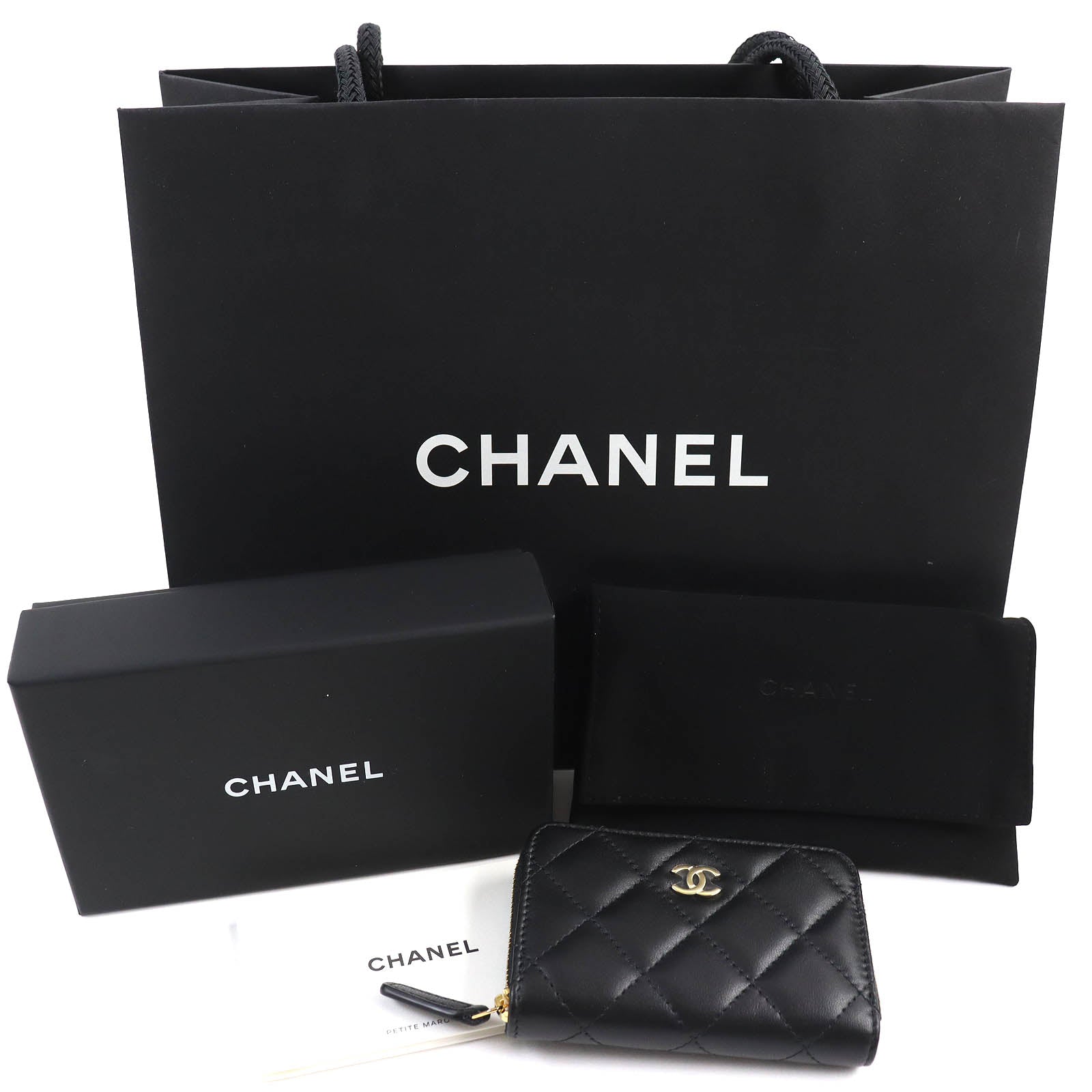 Chanel Coin e Black Leather Wallet Case