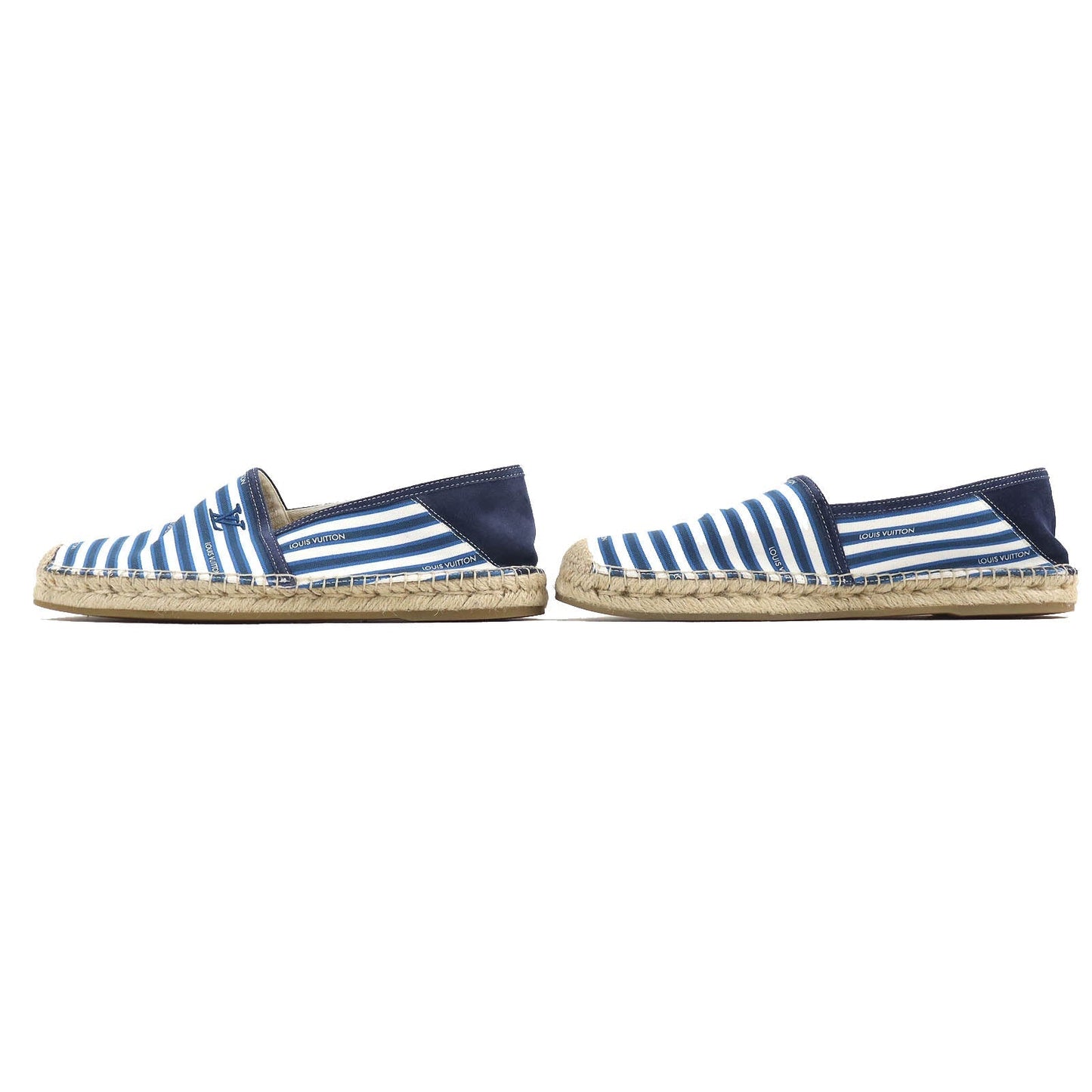 Louis Vuitton Slip-on Rubber Jute Flats Border Canvas White Blue Logo Shoes