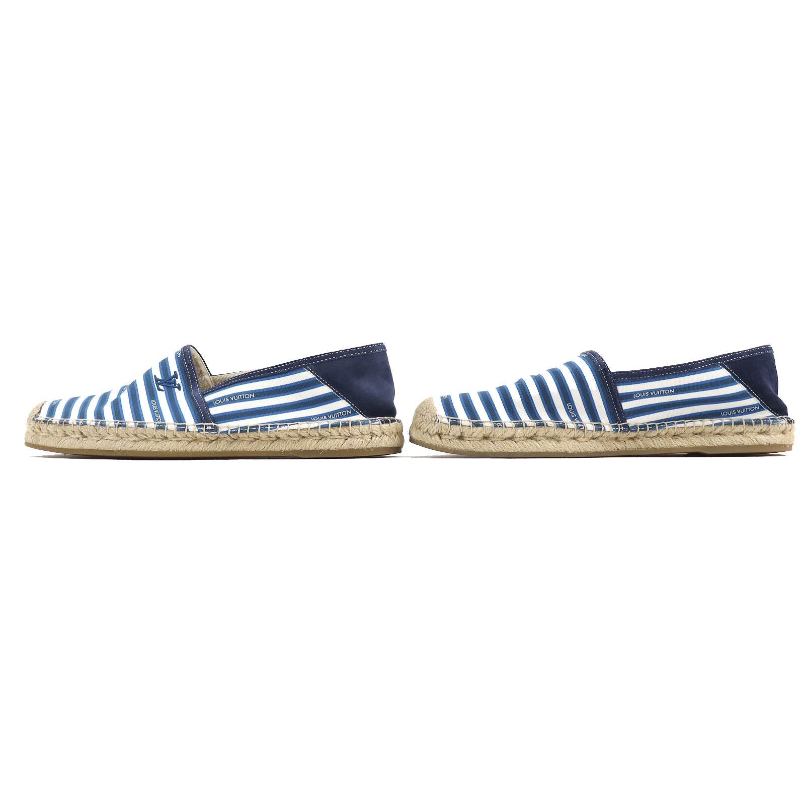 Louis Vuitton Slip-on Rubber Jute Flats Border Canvas White Blue Logo Shoes