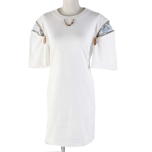 Louis Vuitton one piece 1ABRXK Parts 70 Leather Cotton White Blue Apparel