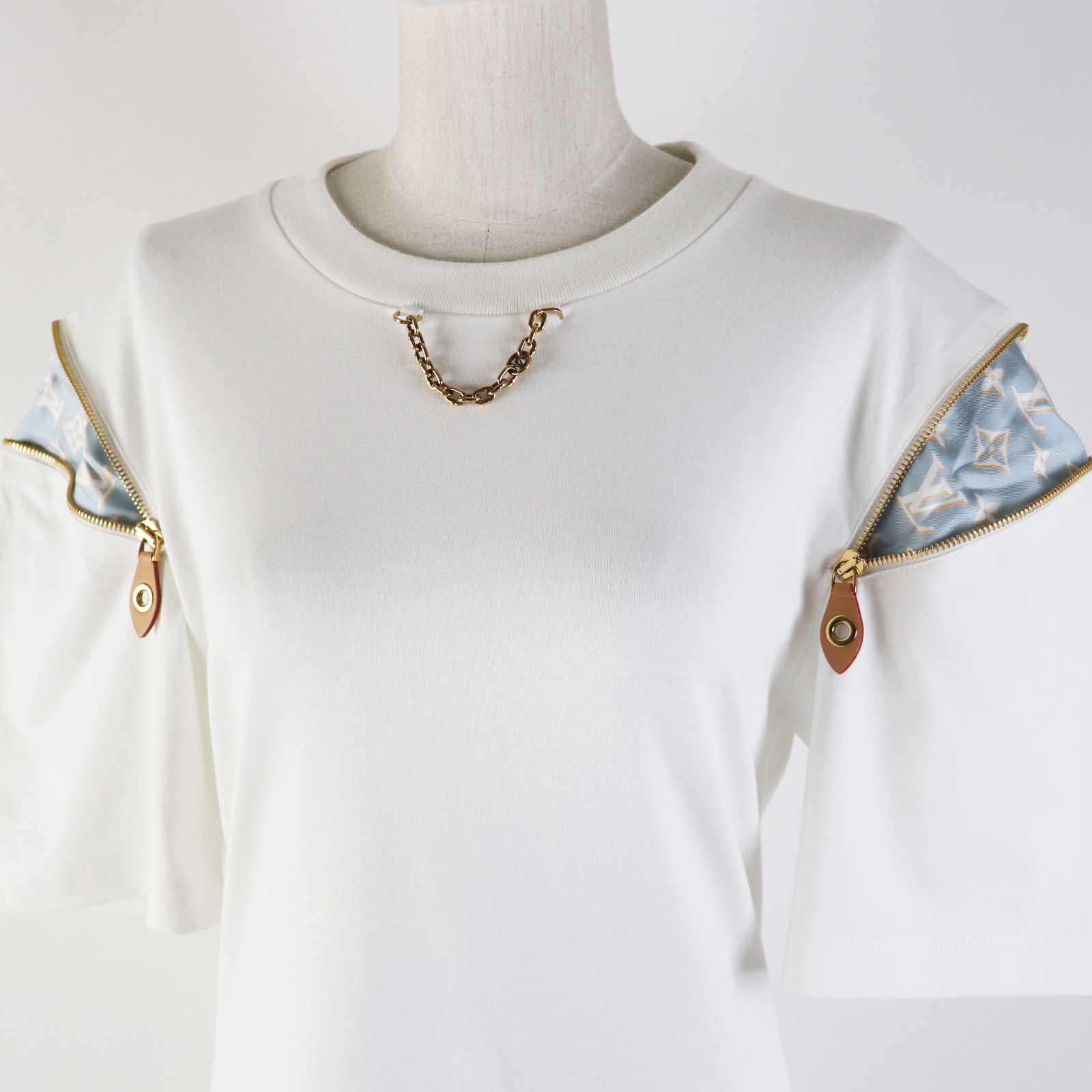 Louis Vuitton one piece 1ABRXK Parts 70 Leather Cotton White Blue Apparel