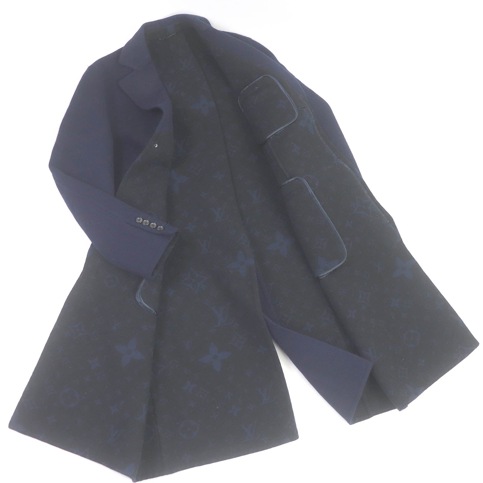 Louis Vuitton Chester coat HJC55E Wool Cotton Navy Apparel 2