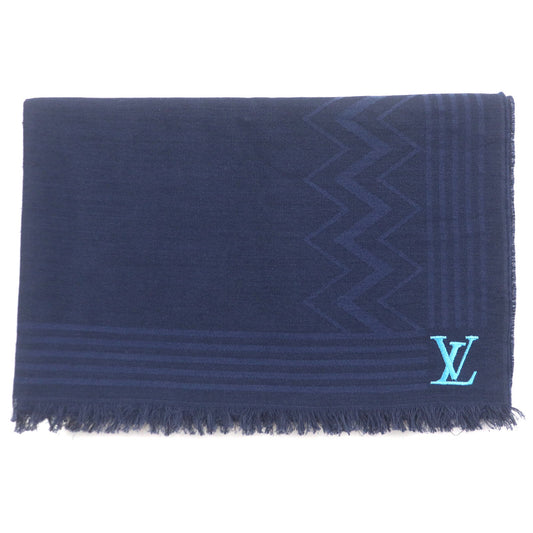 Louis Vuitton Scarf M77583 Wool Cotton Navy