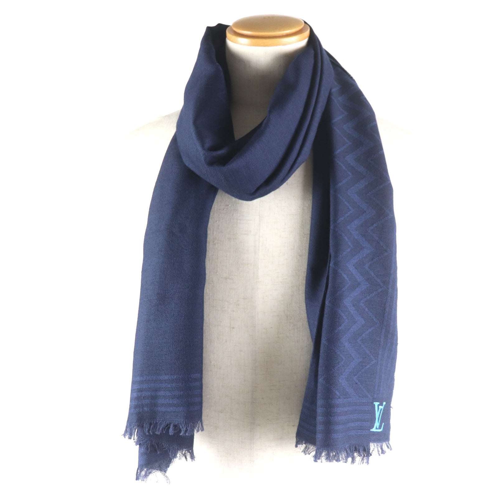 Louis Vuitton Scarf M77583 Wool Cotton Navy