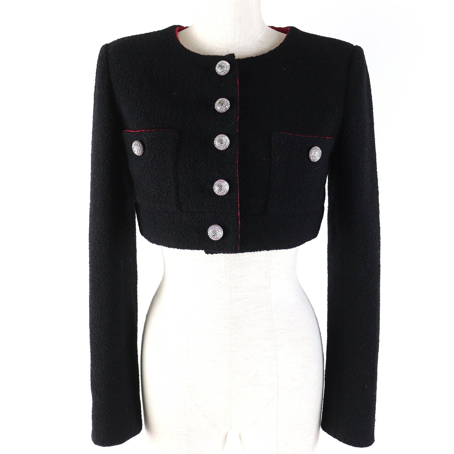 Chanel Jacket wool Black pink 34