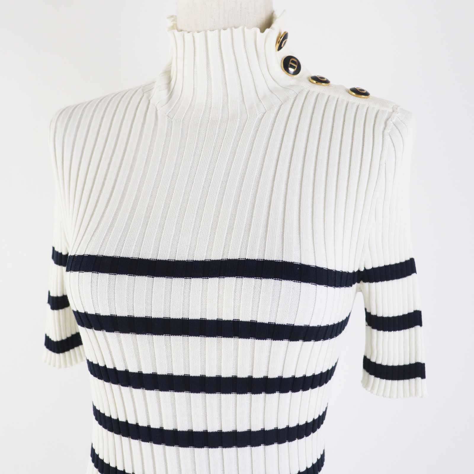 Dior Christian Short Sleeve Knit Main: % Cotton Black White Travel Bag