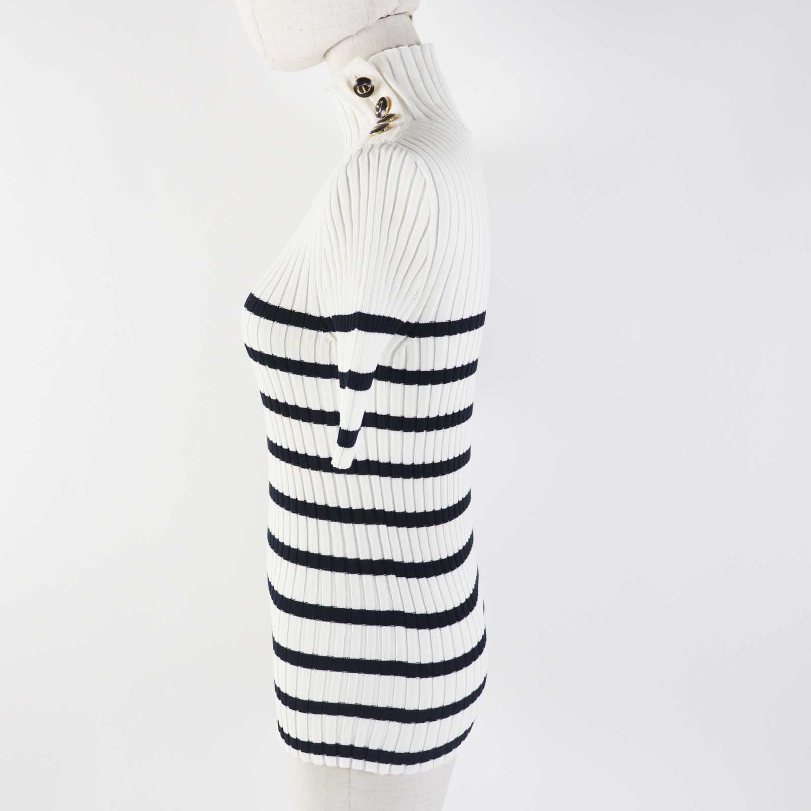 Dior Christian Short Sleeve Knit Main: % Cotton Black White Travel Bag