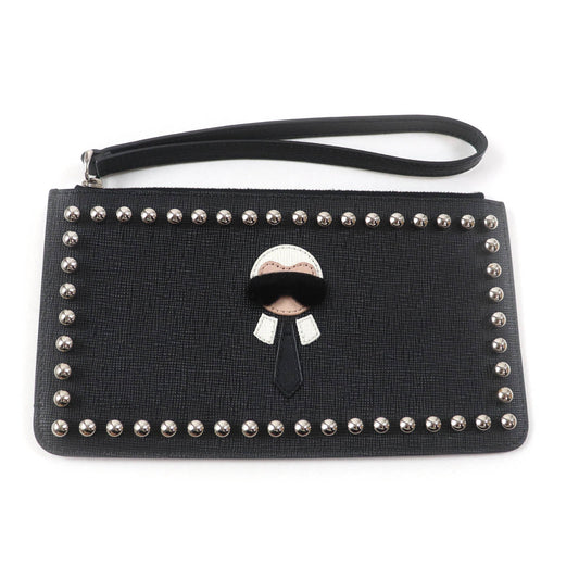 Fendi Pouch 8M0341 Main Karito Women Handbag Leather Black Travel Bag