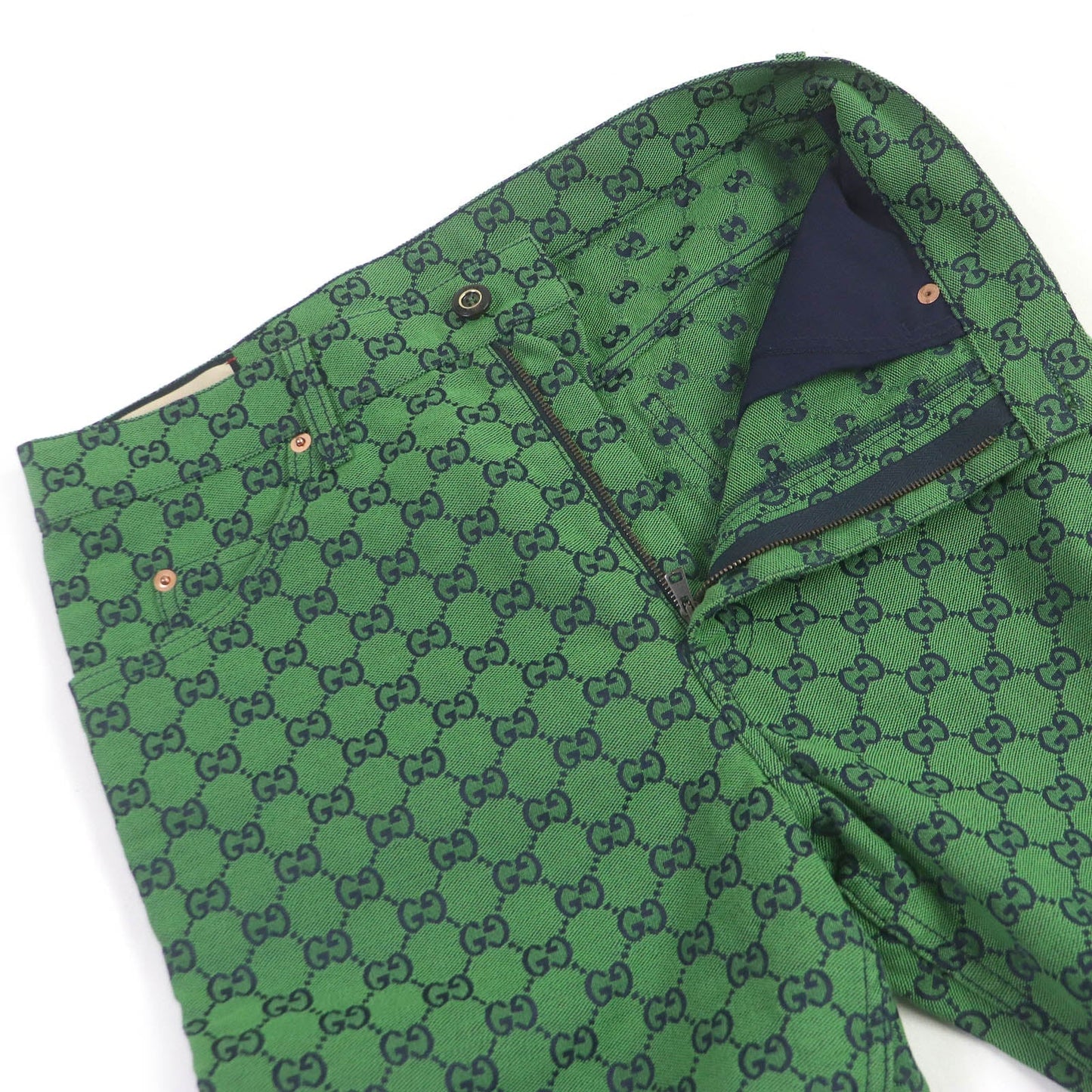 Gucci Part Cowhide 30 Denim Cotton Green Apparel