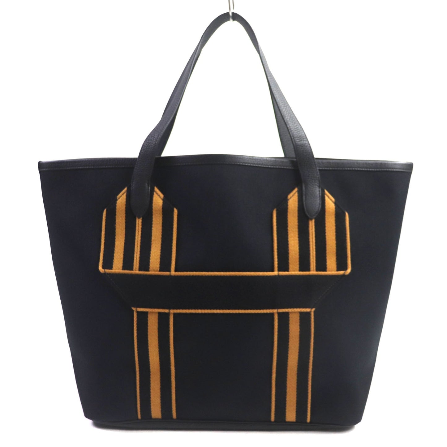 Hermes Tote Bag Main Toile Militaire Main Taurillon Clemence Black