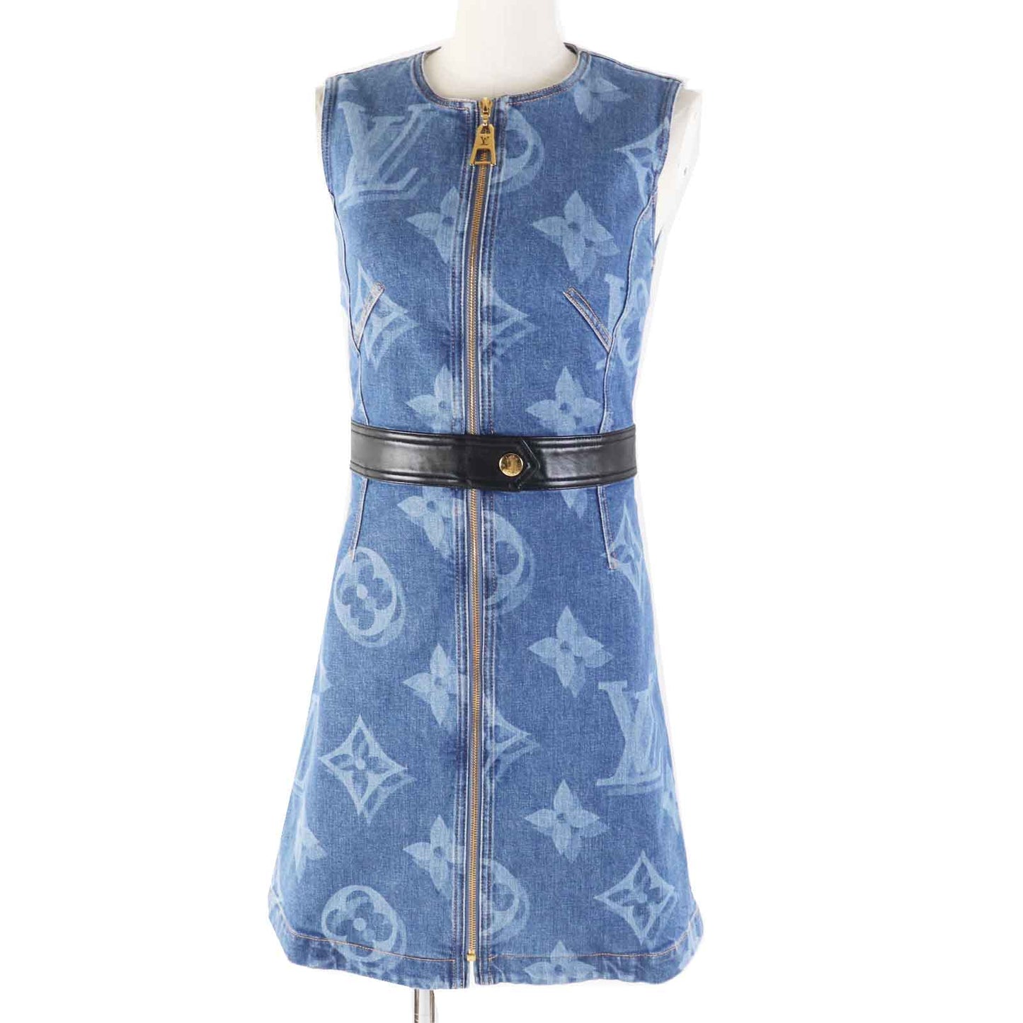 Louis Vuitton one piece part sheep Indigo Monogram Leather Cotton Blue Handbag