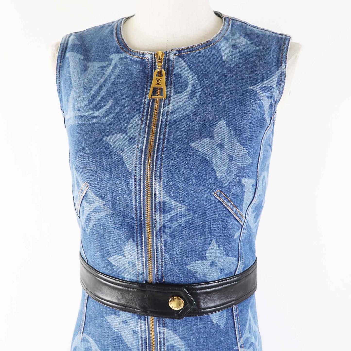 Louis Vuitton one piece part sheep Indigo Monogram Leather Cotton Blue Handbag