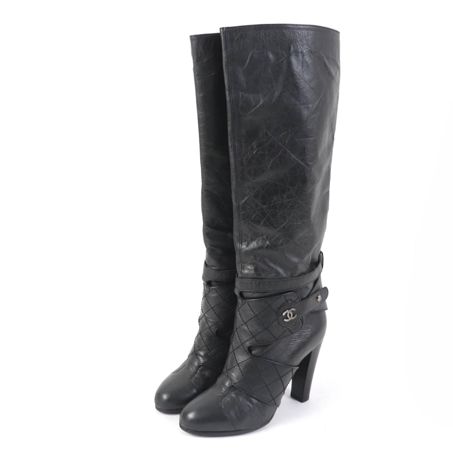 Chanel COCO Mark Leather Knee-high Boots