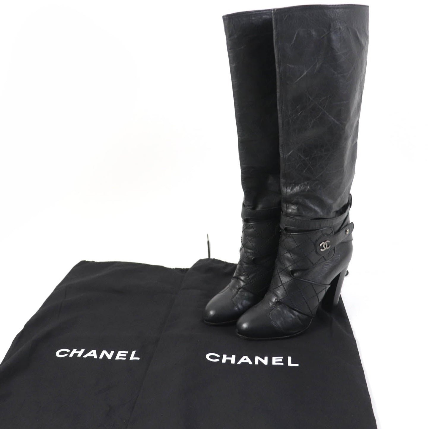 Chanel COCO Mark Leather Knee-high Boots
