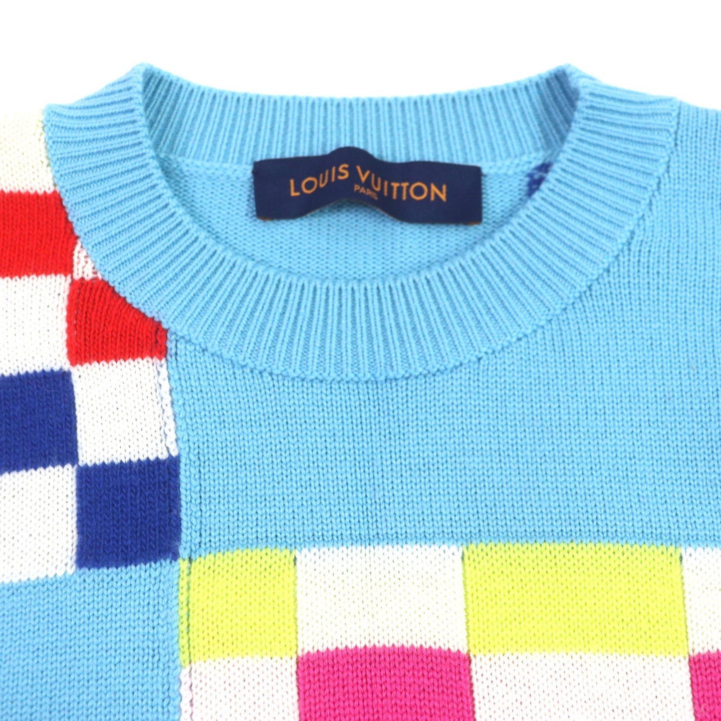 Louis Vuitton sweater 1A8P48 Giant Damier S Wool Blue Apparel