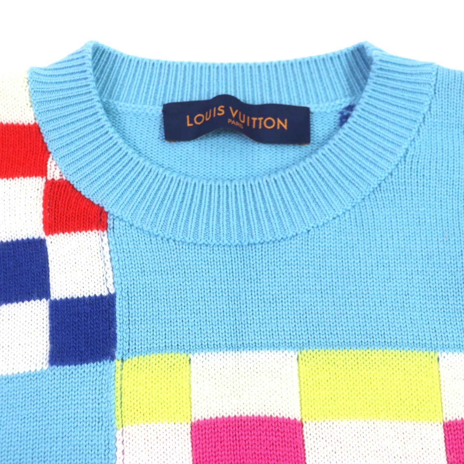 Louis Vuitton sweater 1A8P48 Giant Damier S Wool Blue Apparel