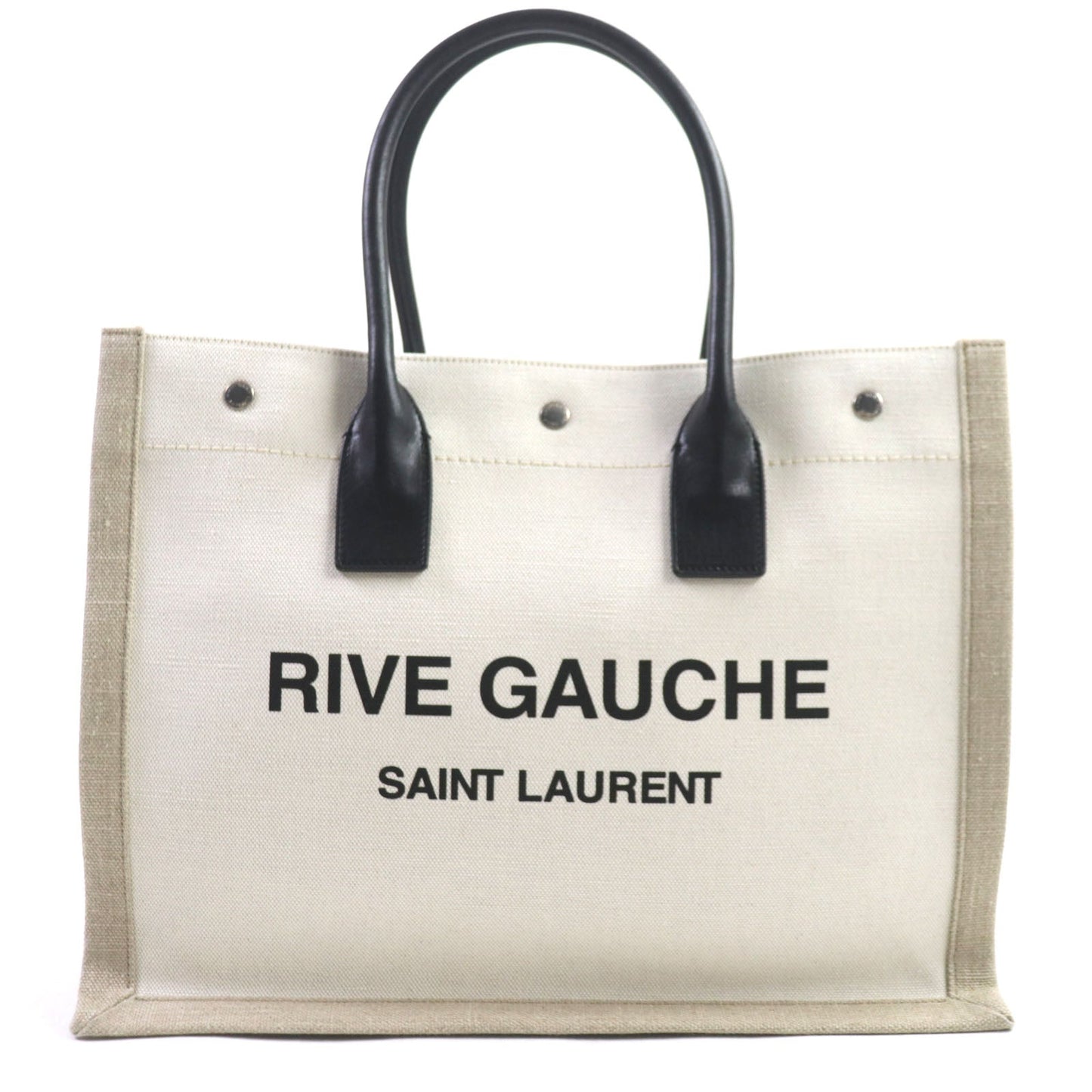 YSL Saint Laurent Rive Gauche Tote Bag Leather Canvas