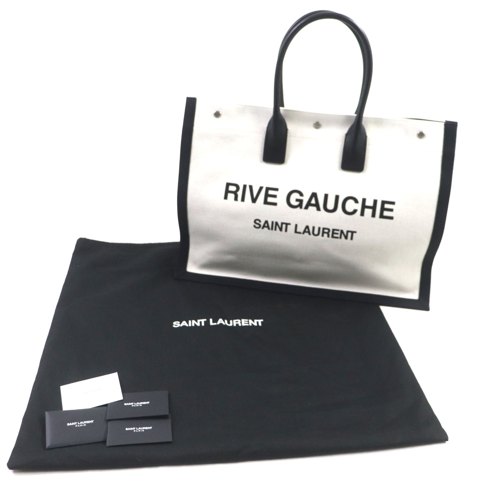 Saint Paris Tote Bag Main Main Beige Leather Canvas
