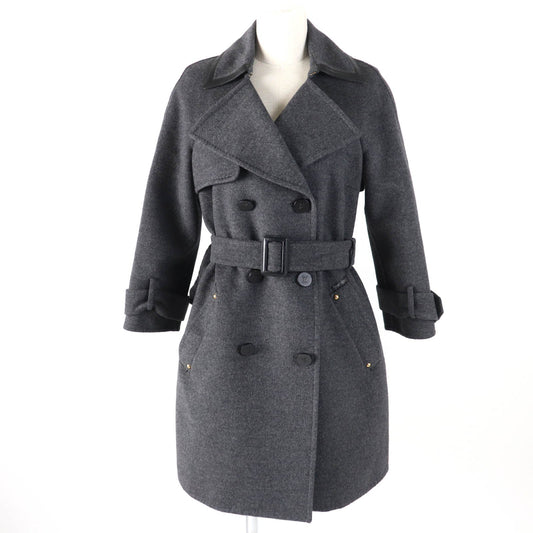 Louis Vuitton coat Part sheepskin 36 Wool Gray Apparel
