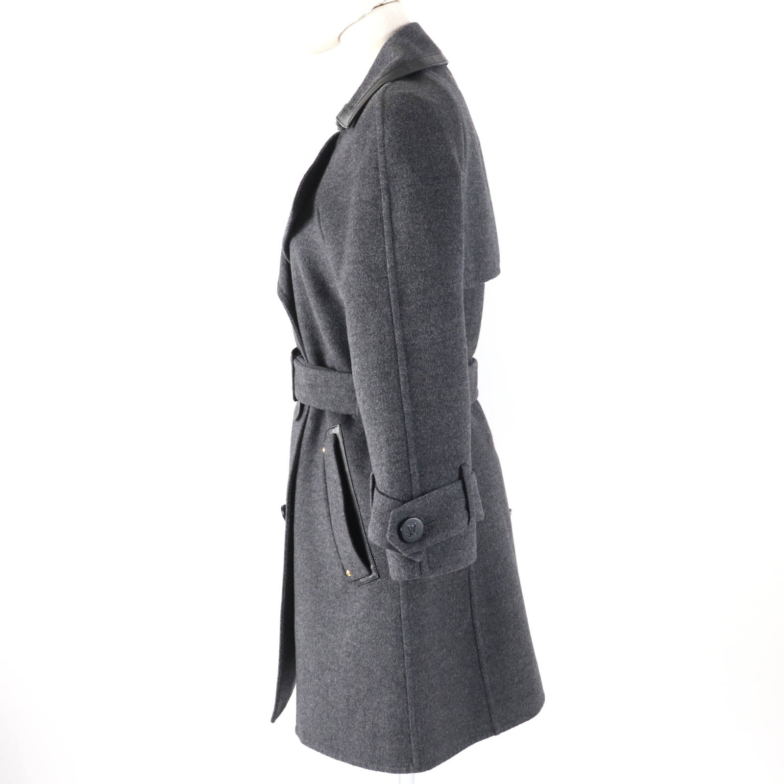 Louis Vuitton coat Part sheepskin 36 Wool Gray Apparel