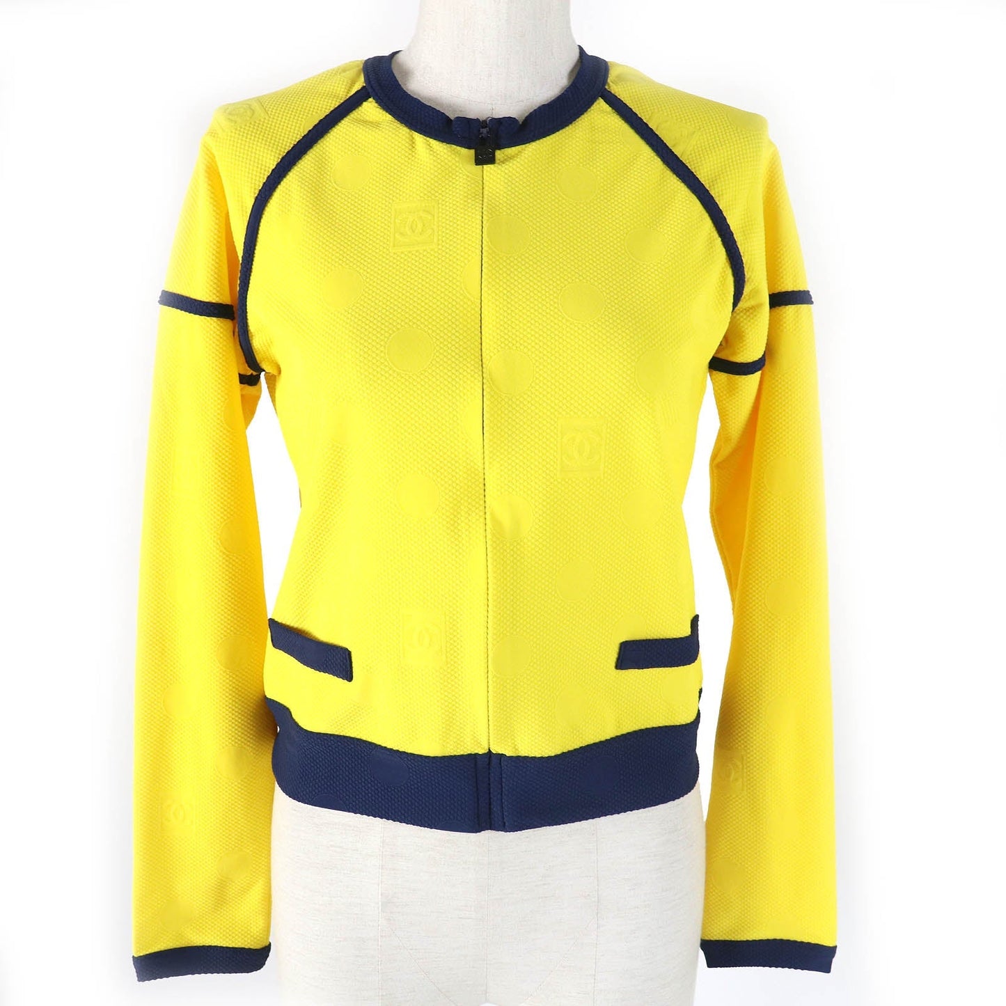 Chanel Sports Line Jacket Yellow Navy 36