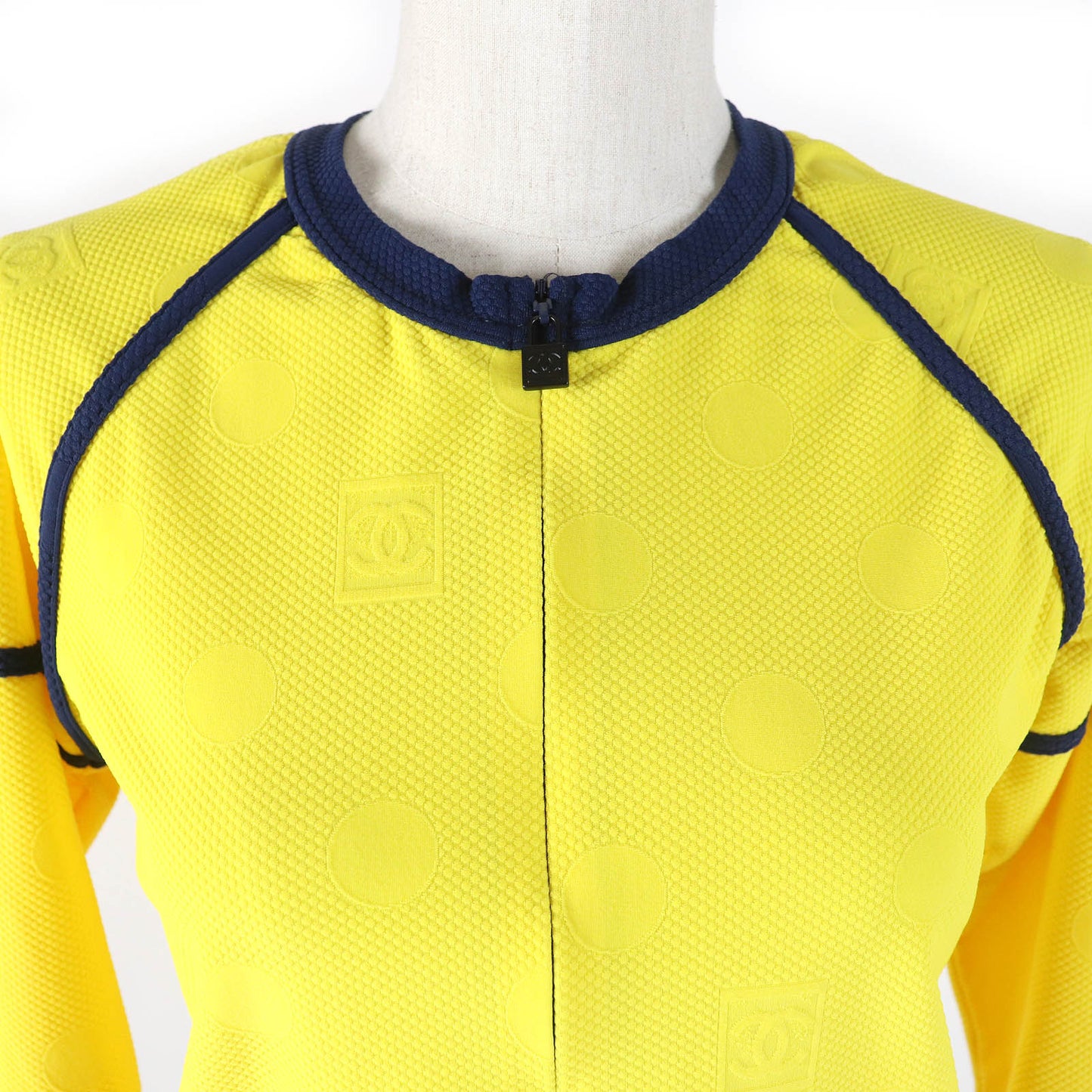 Chanel Sports Line Jacket Yellow Navy 36