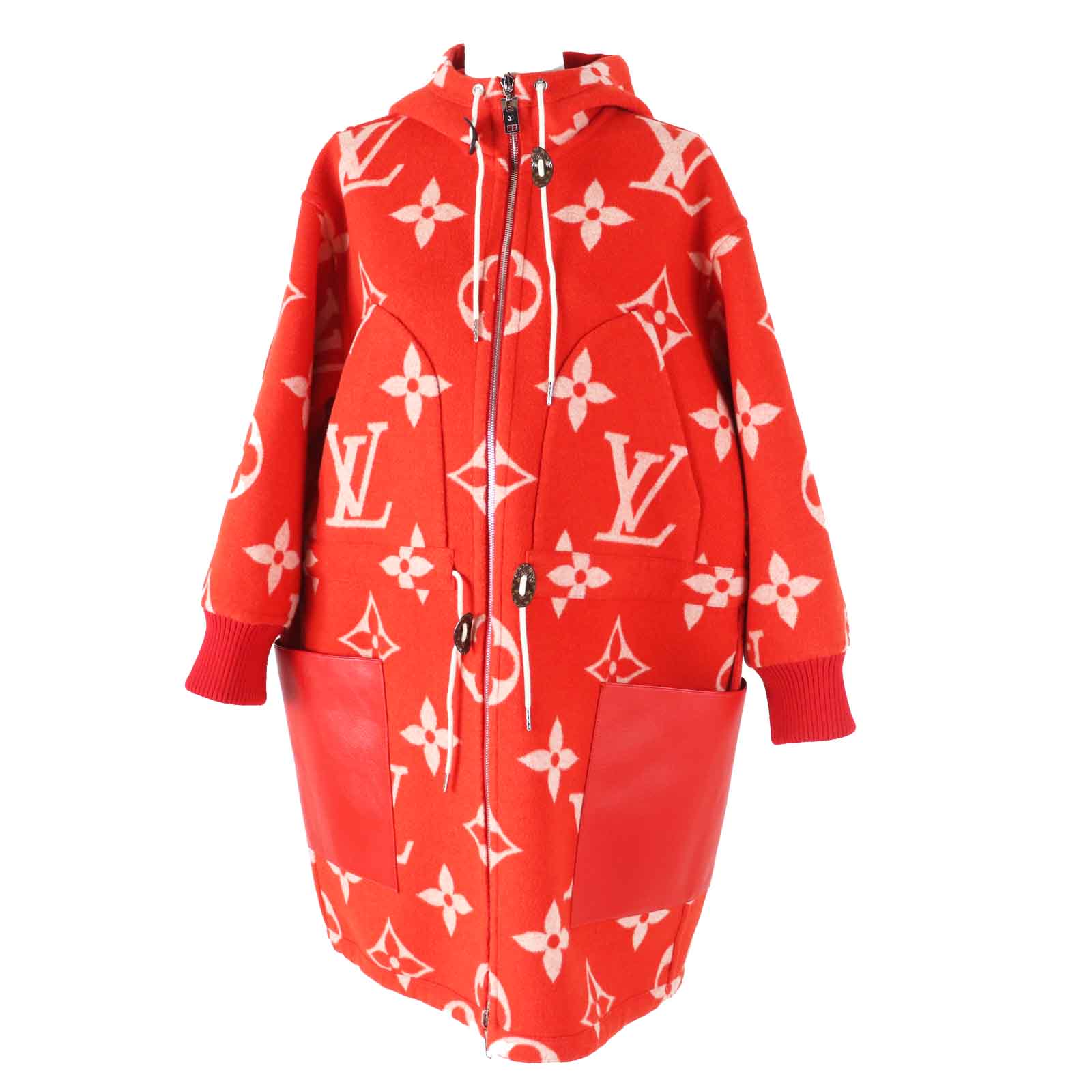 Louis Vuitton coat FMCO07 Part 80 Part Nylon Wool White Red Apparel