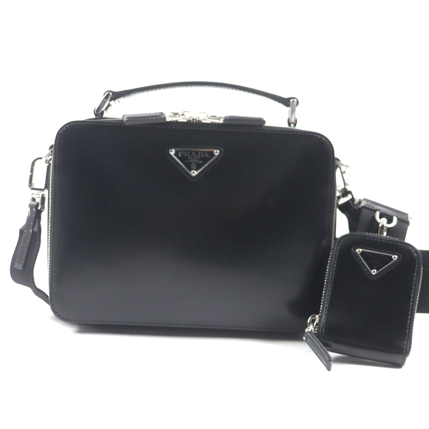 Shoulder Bag Brushed Brick Leather Black