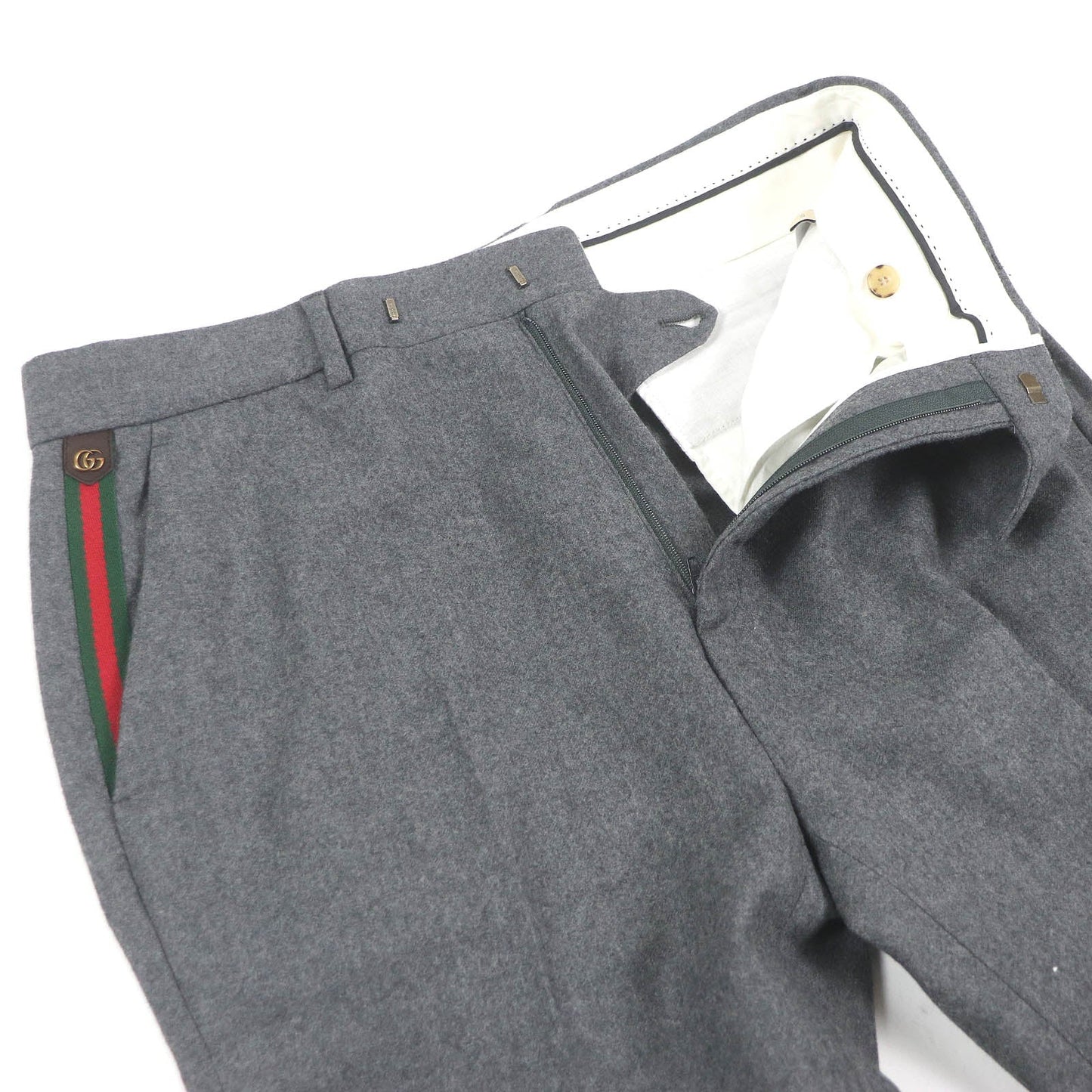 Gucci slacks part cowhide 50 Leather Wool Gray Handbag