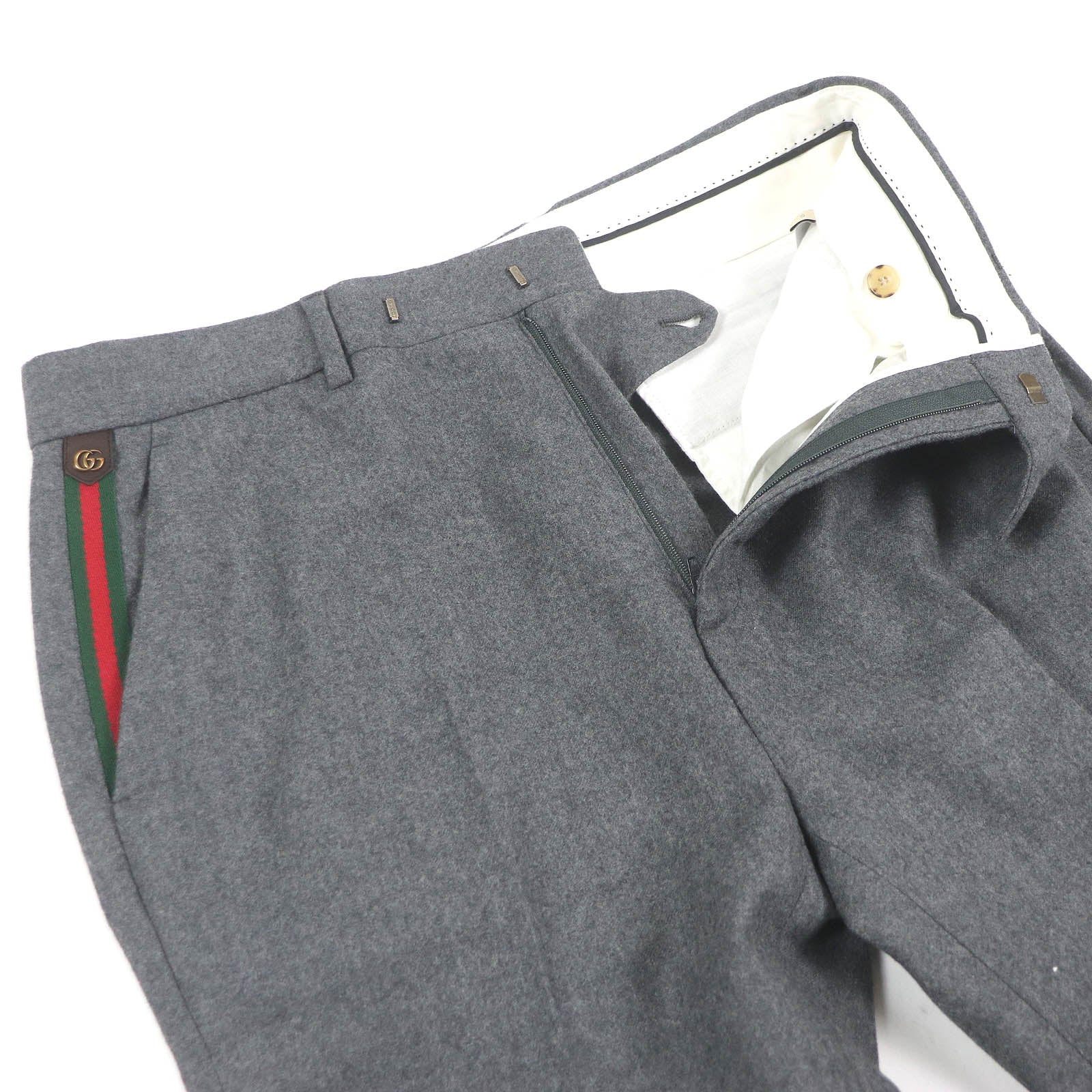 Gucci slacks part cowhide 50 Leather Wool Gray Handbag