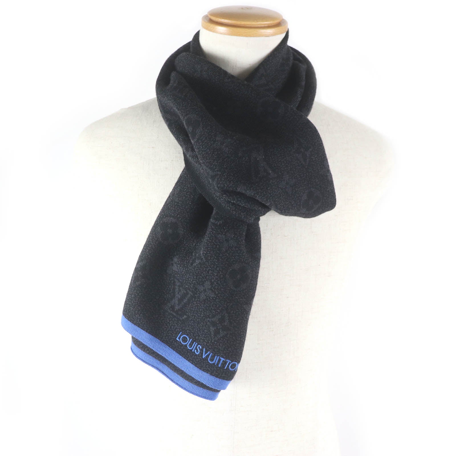 Louis Vuitton Scarf M76240 Wool Black Apparel