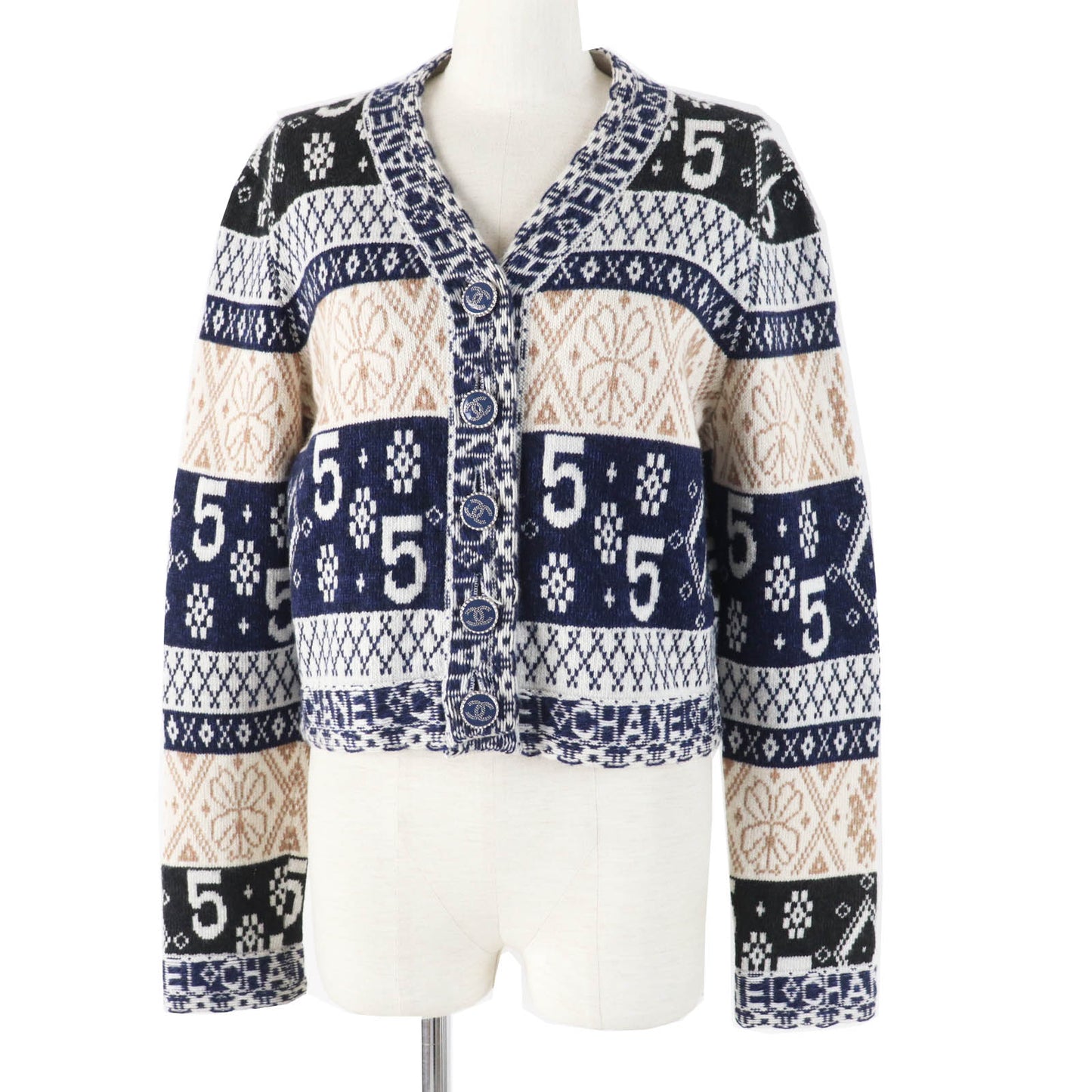 Chanel Cashmere Logo Print Cardigan Apparel