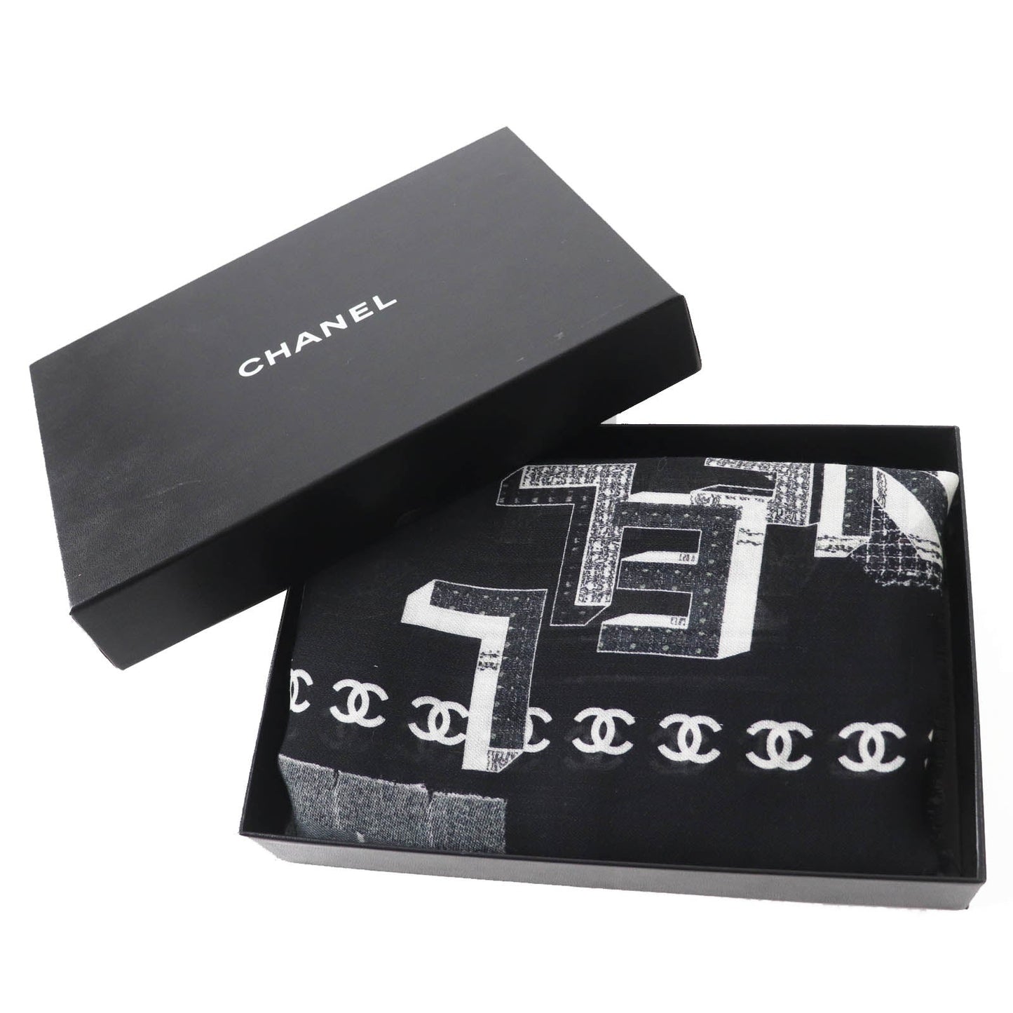Chanel Wool Cashmere COCO Mark Scarf