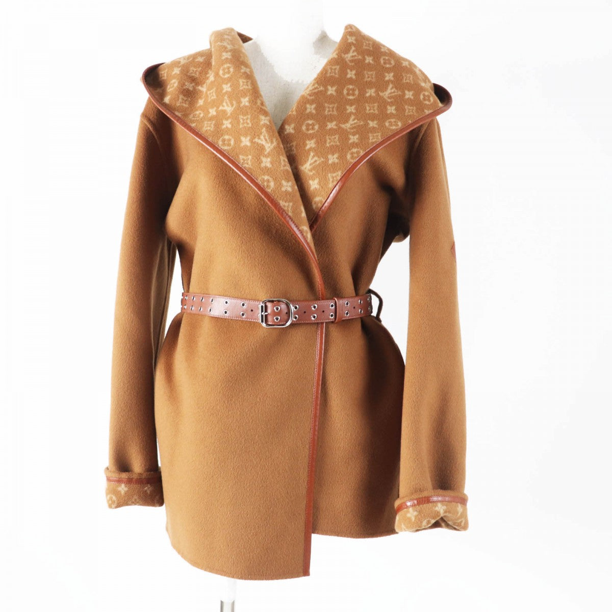 Louis Vuitton coat 1A8262 Part sheep Camel Leather Wool Apparel